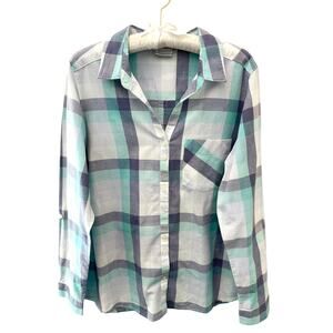 COLUMBIA | Blue White Plaid Button Down Shirt Cotton Casual Outdoor | Large